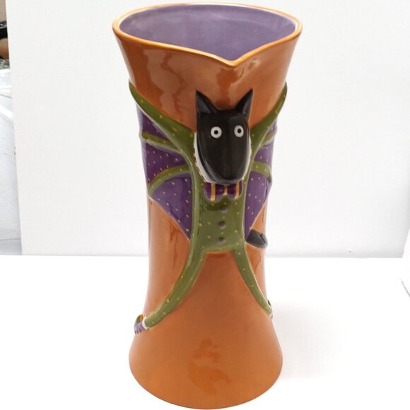 Patience Brewster Krinkles Halloween Bat Cat Pitcher - Picture 1 of 5